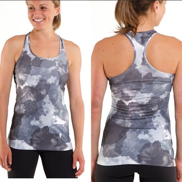 Lululemon-Rare Cool Racerback-White Coal Tinted Canvas Super - Picture 1 of 9